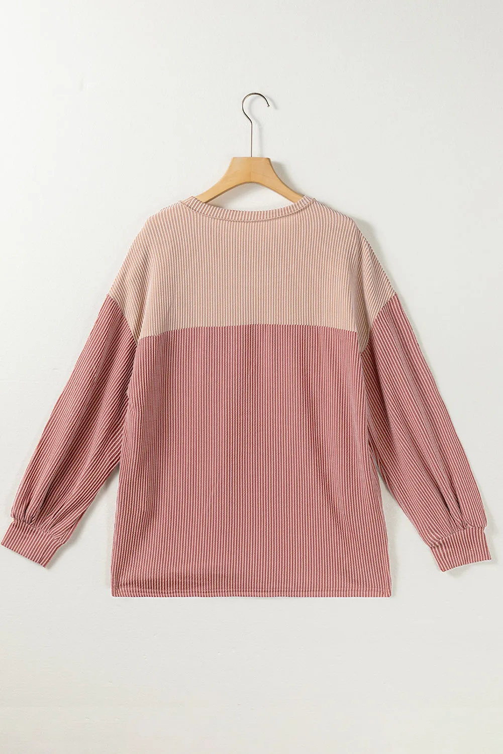 Printed Floral Contrast Colorblock Ribbed Top