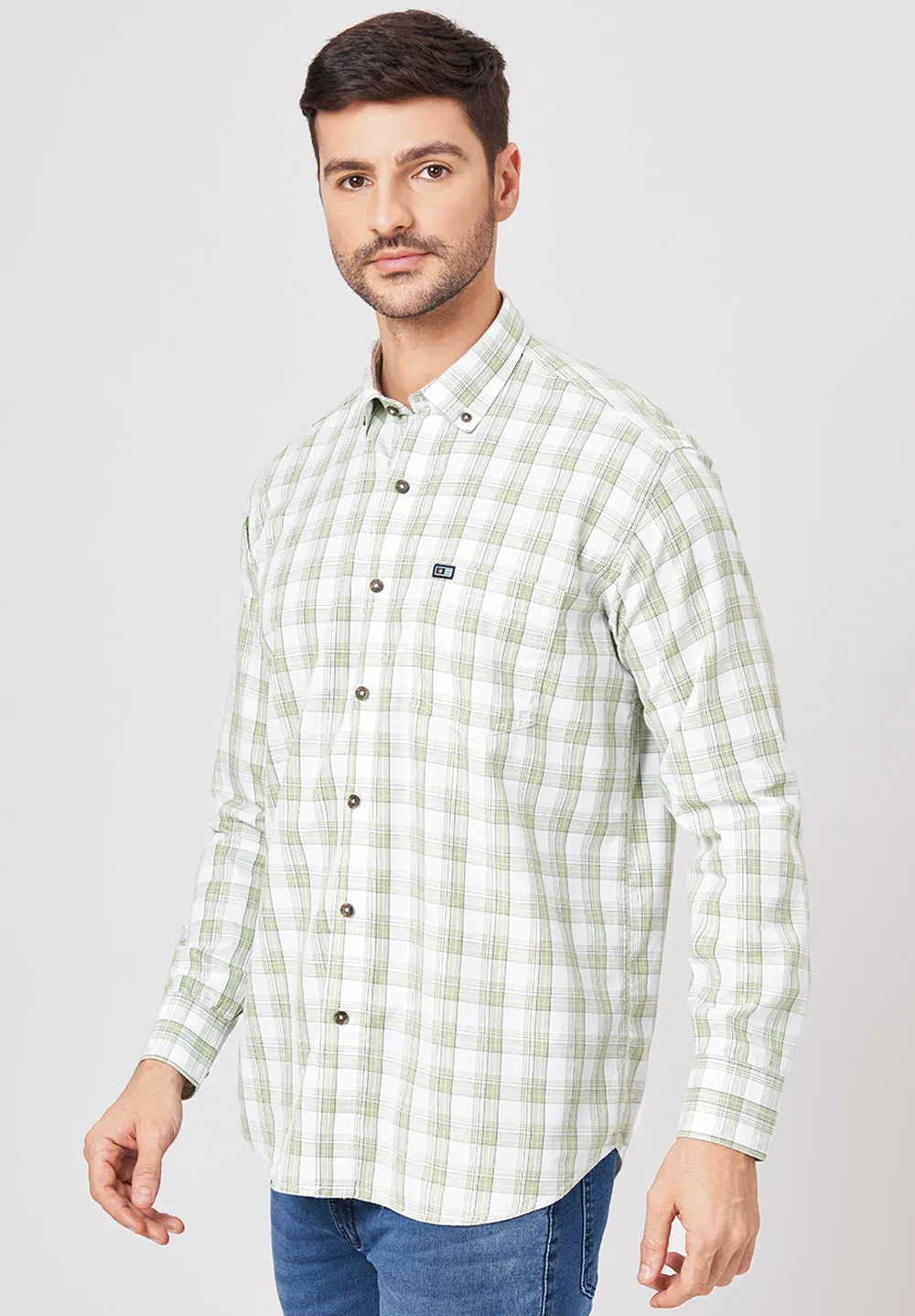 Pure Cotton Semi Formal-Smart Fit Shirt - 42854