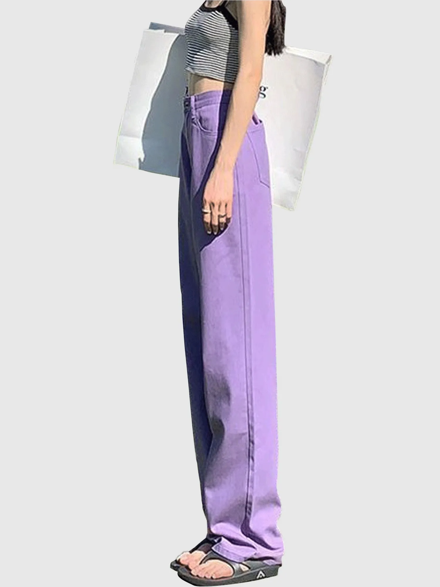 Purple Coloured Wash Straight Denim