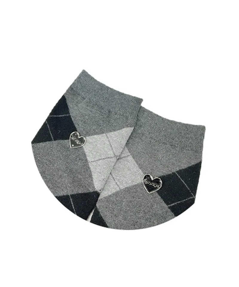Q.C PLAY: Argyle Check Heart Knee Socks Golf Shorts - Gray