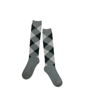 Q.C PLAY: Argyle Check Heart Knee Socks Golf Shorts - Gray