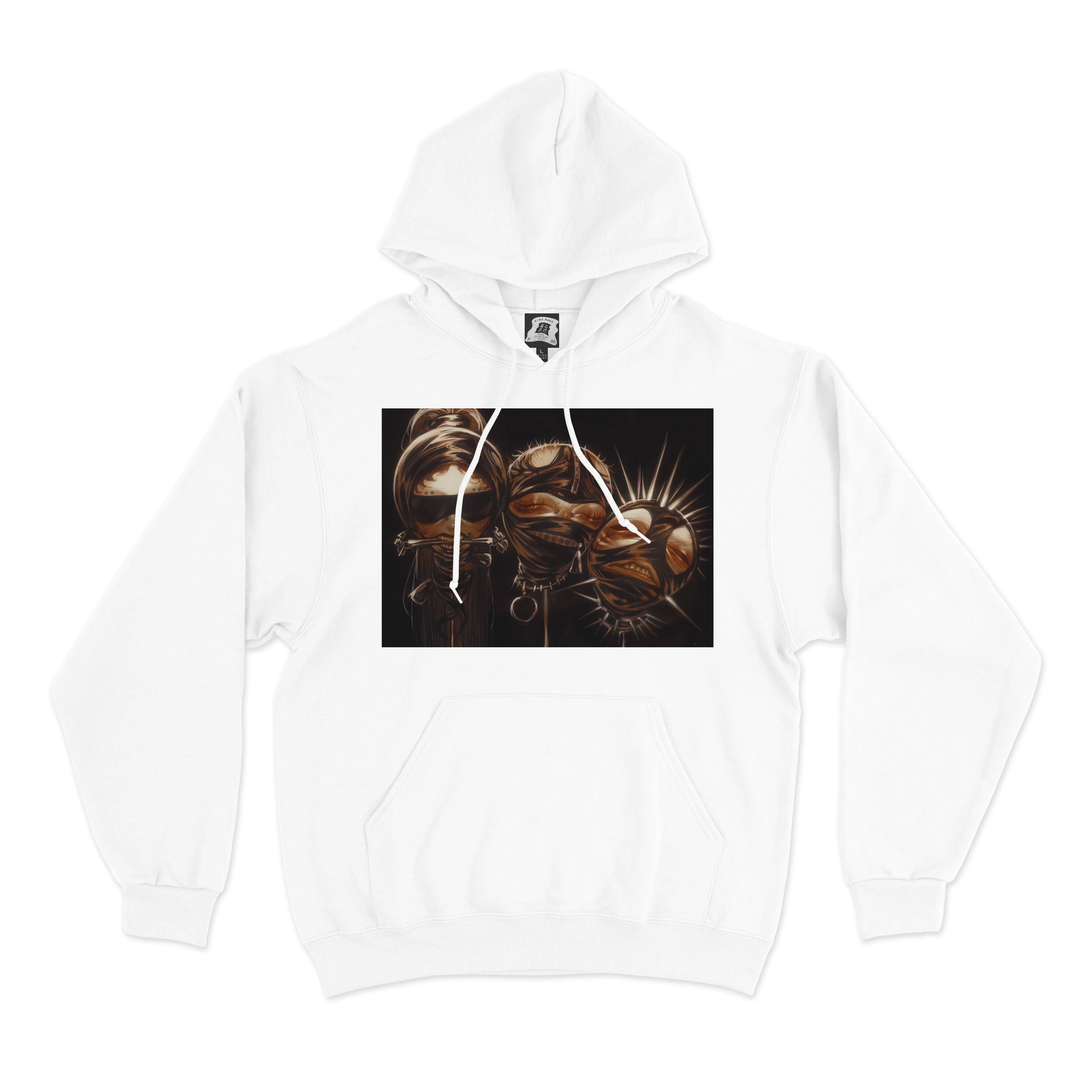 "3 Heads" Basic Hoodie White / Beige