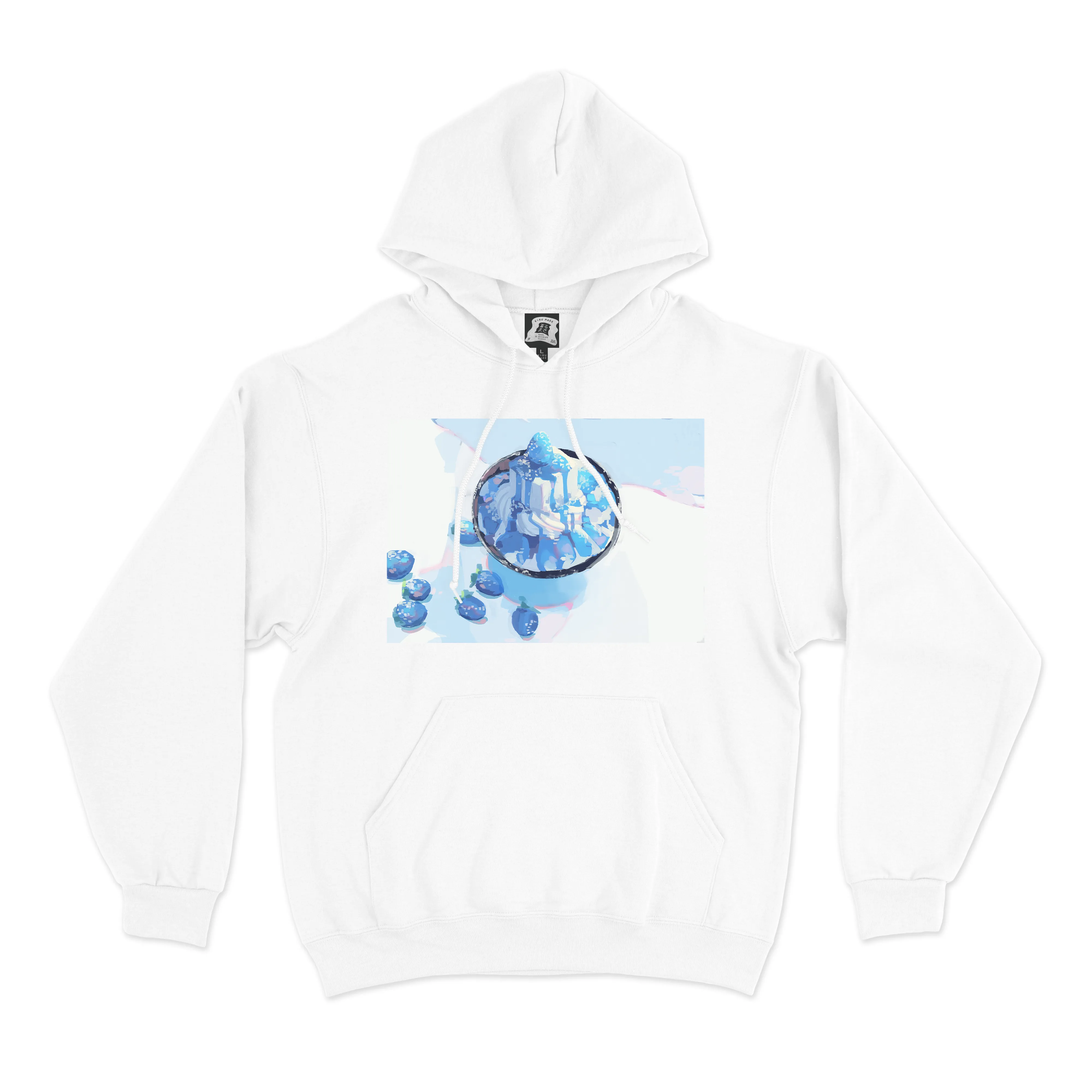 "Berry Blue" Basic Hoodie White