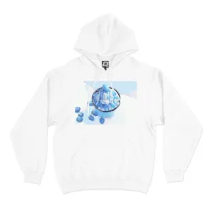 "Berry Blue" Basic Hoodie White