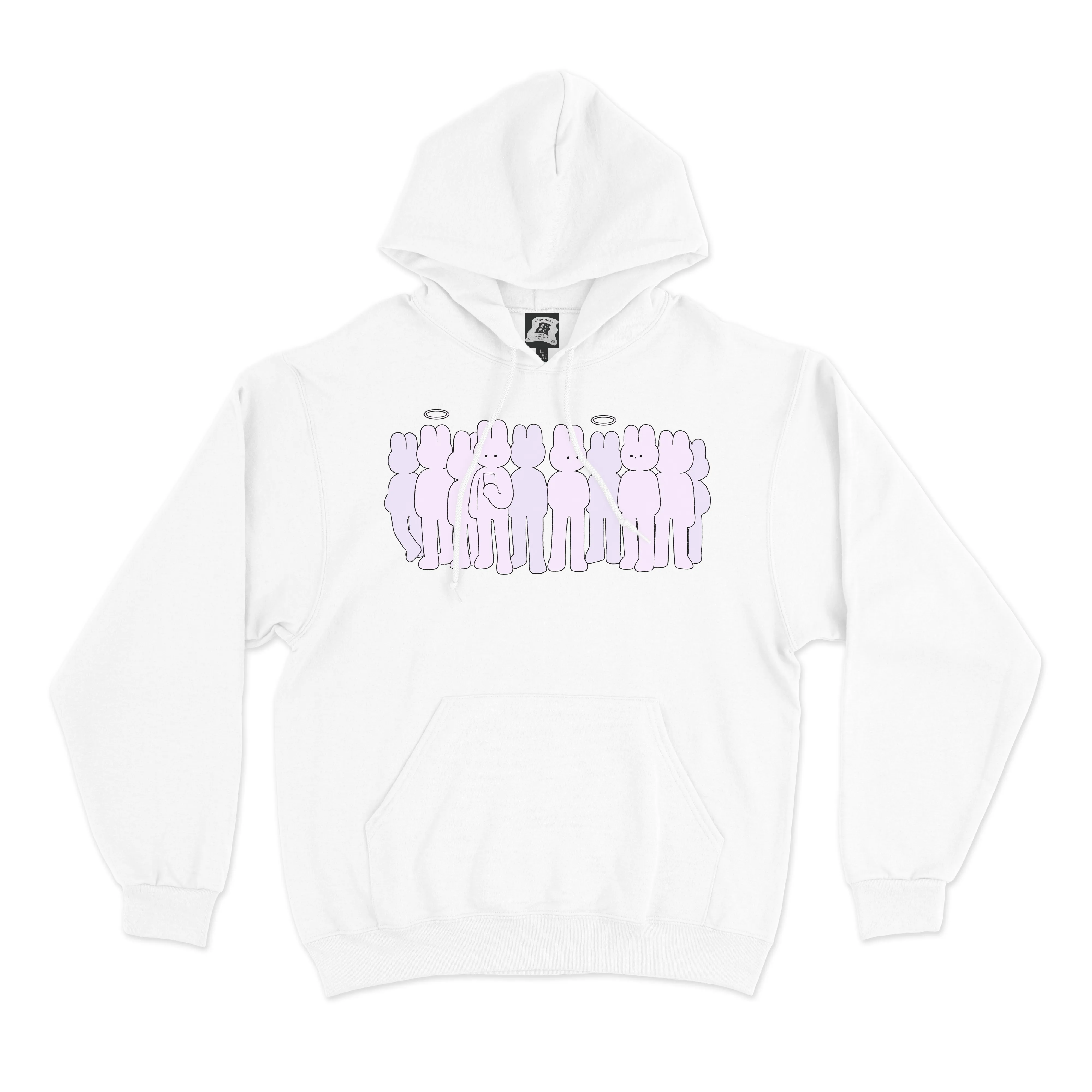 "Bunnies in Line" Basic Hoodie White/Black/Beige