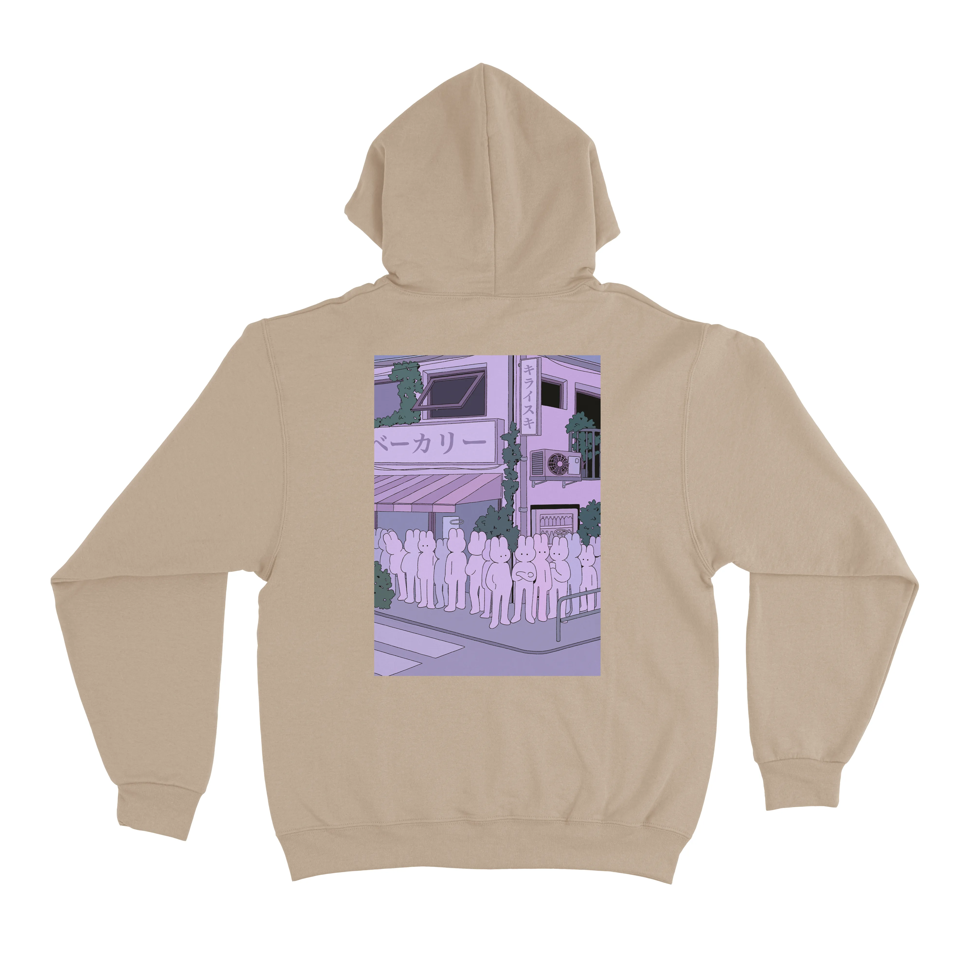 "Bunnies in Line" Basic Hoodie White/Black/Beige