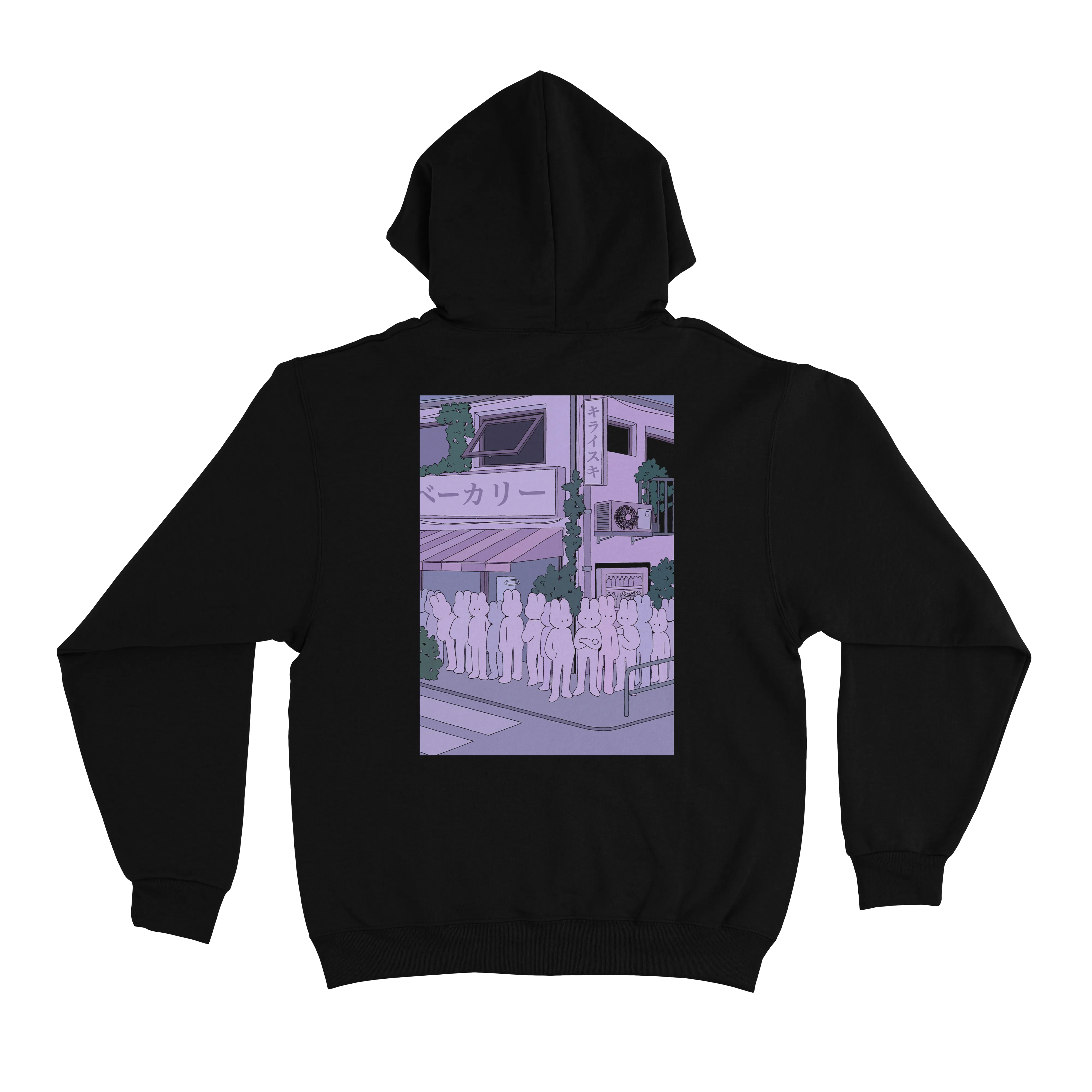 "Bunnies in Line" Basic Hoodie White/Black/Beige