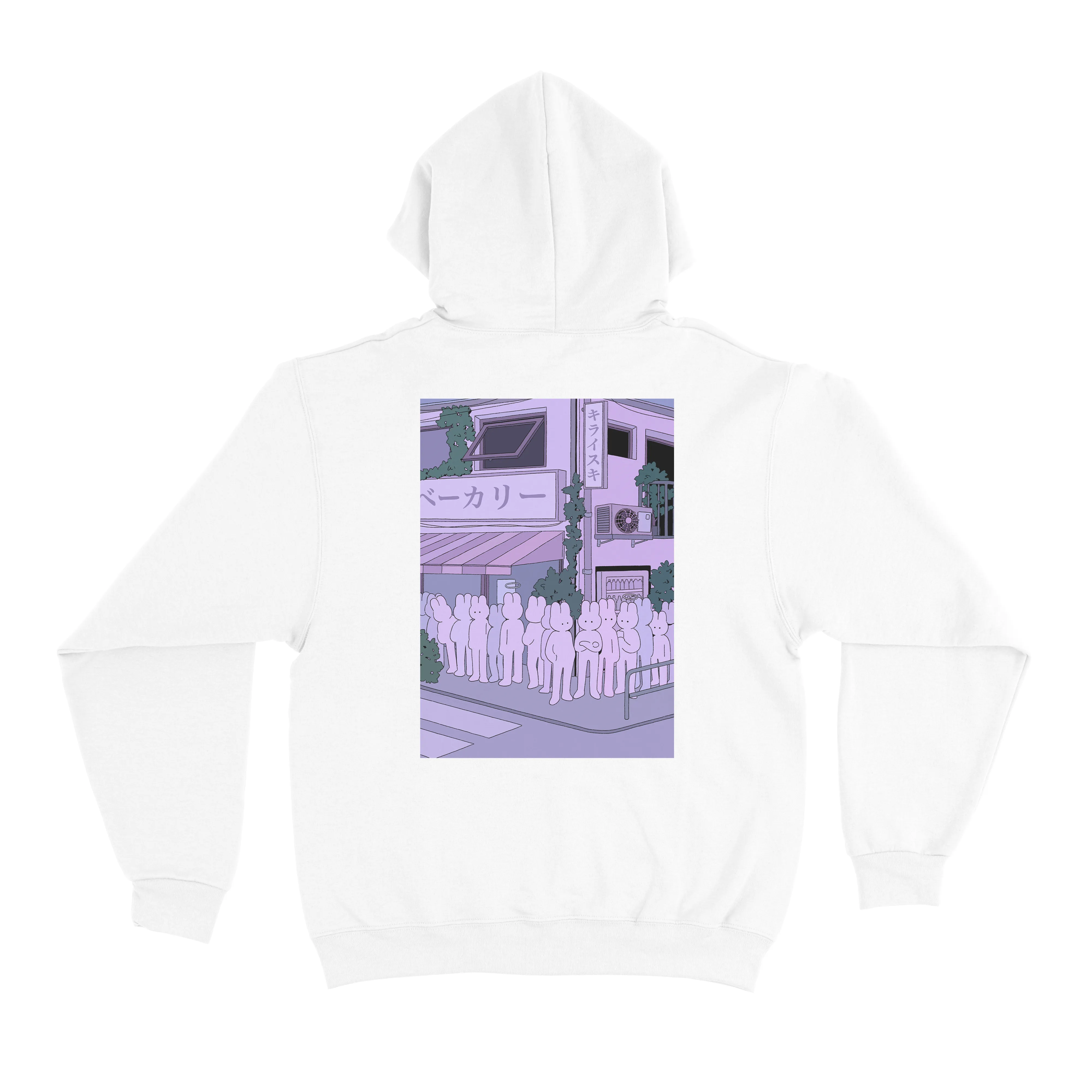 "Bunnies in Line" Basic Hoodie White/Black/Beige