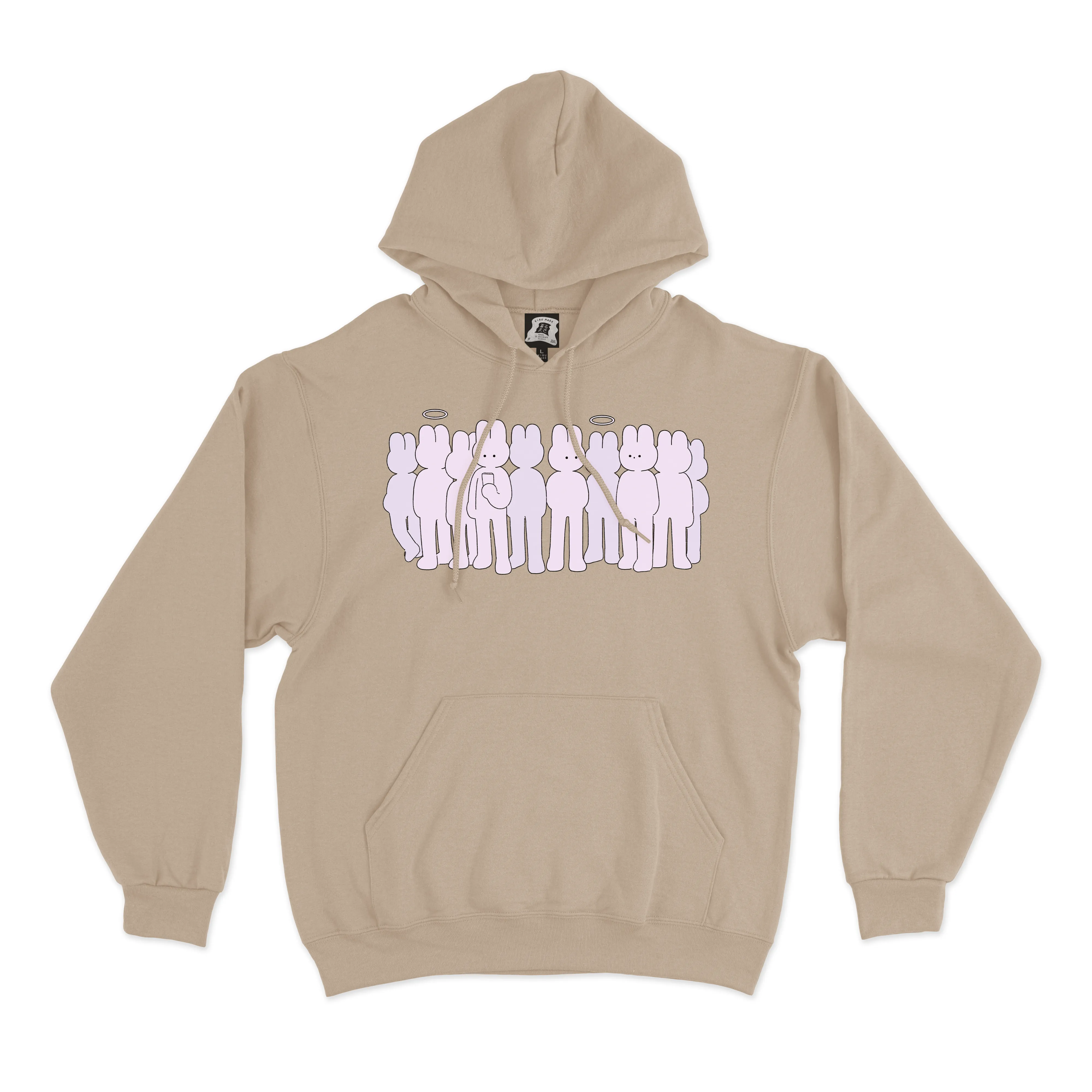 "Bunnies in Line" Basic Hoodie White/Black/Beige