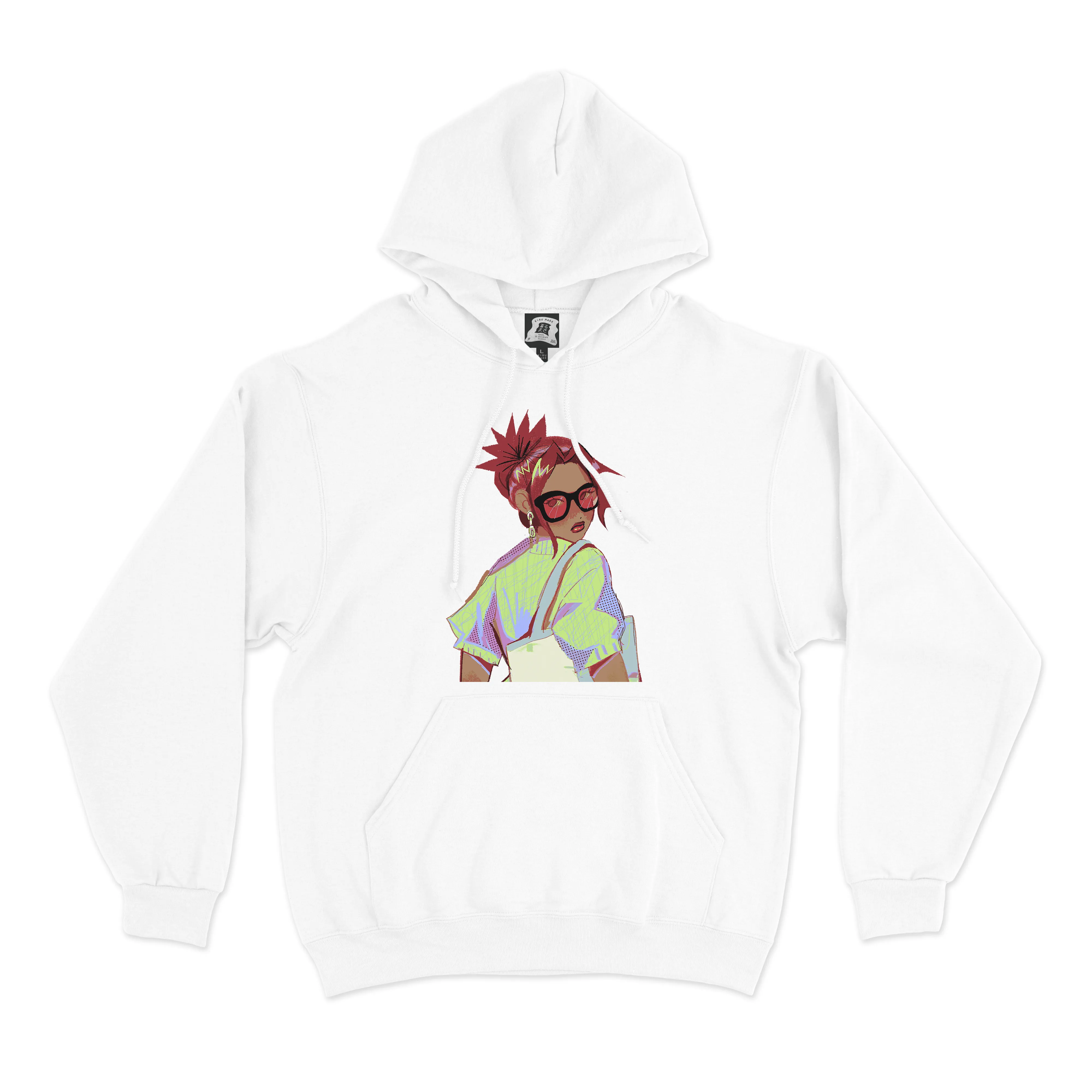 "Checkered" Basic Hoodie White/Pink