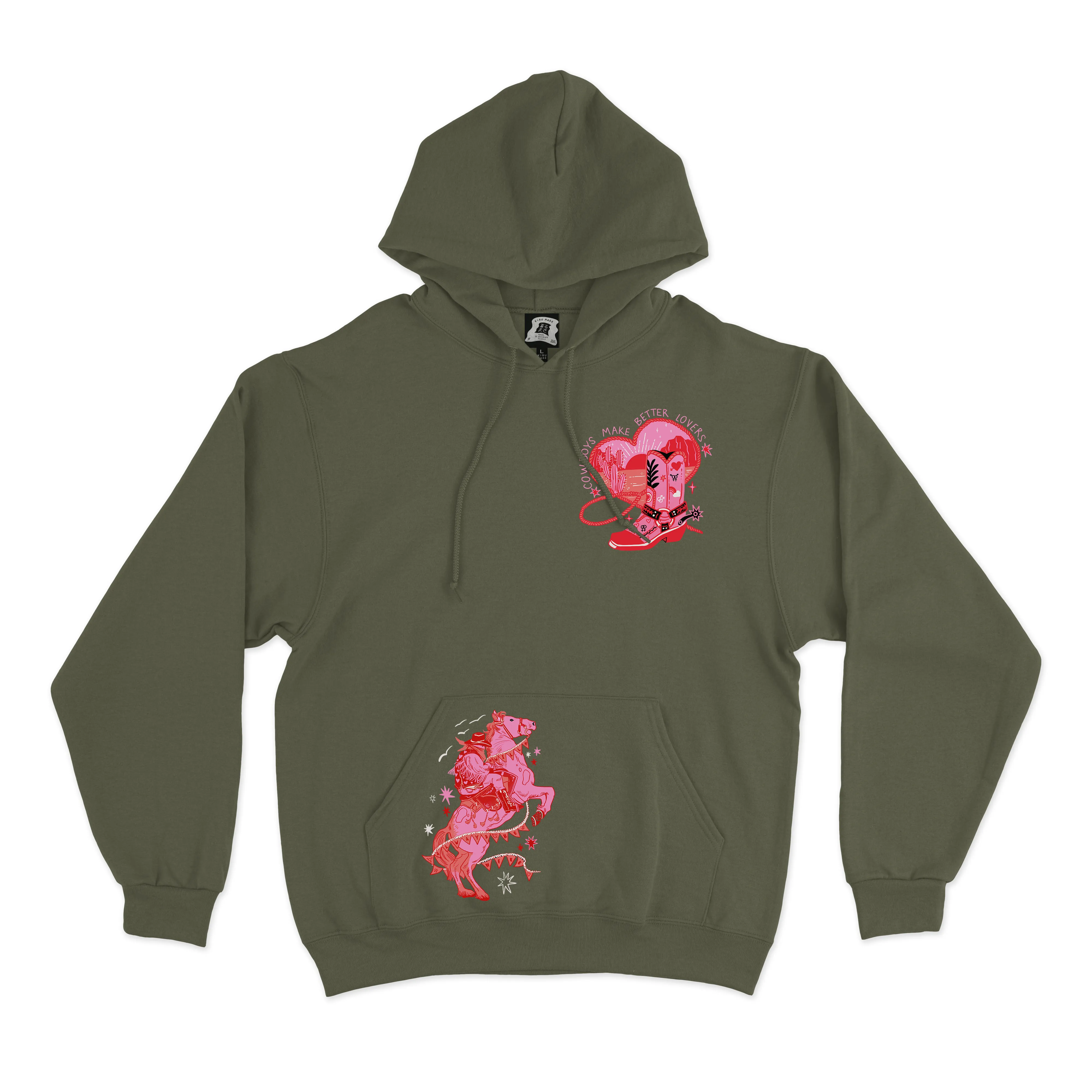 "Cowboys Make Better Lovers"  Fleece Hoodie Khaki