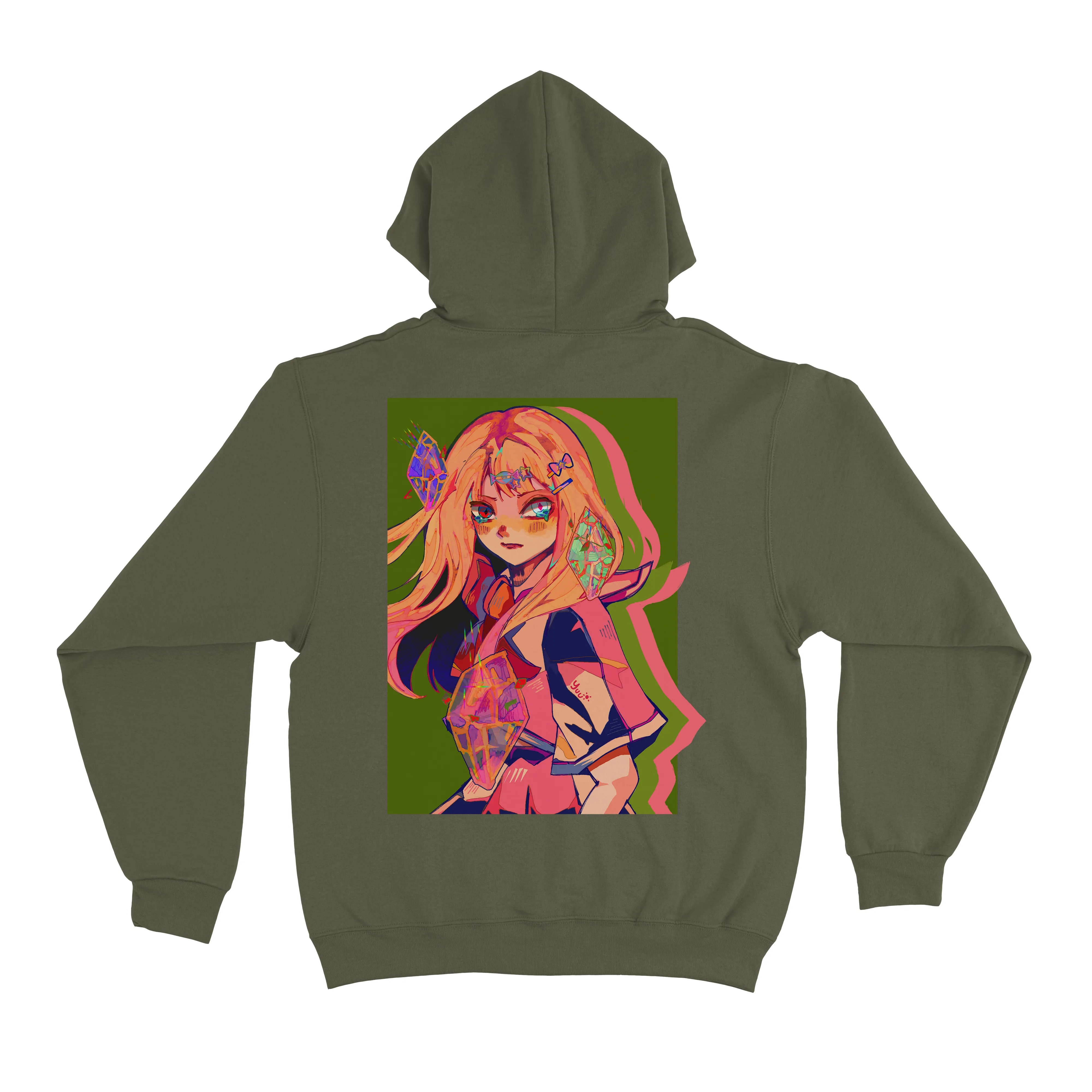 "Crystals" Fleece Hoodie Khaki