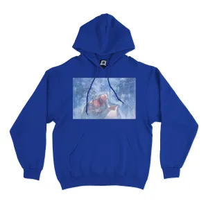 "Eyeline 9" Basic Hoodie White/Cobalt Blue