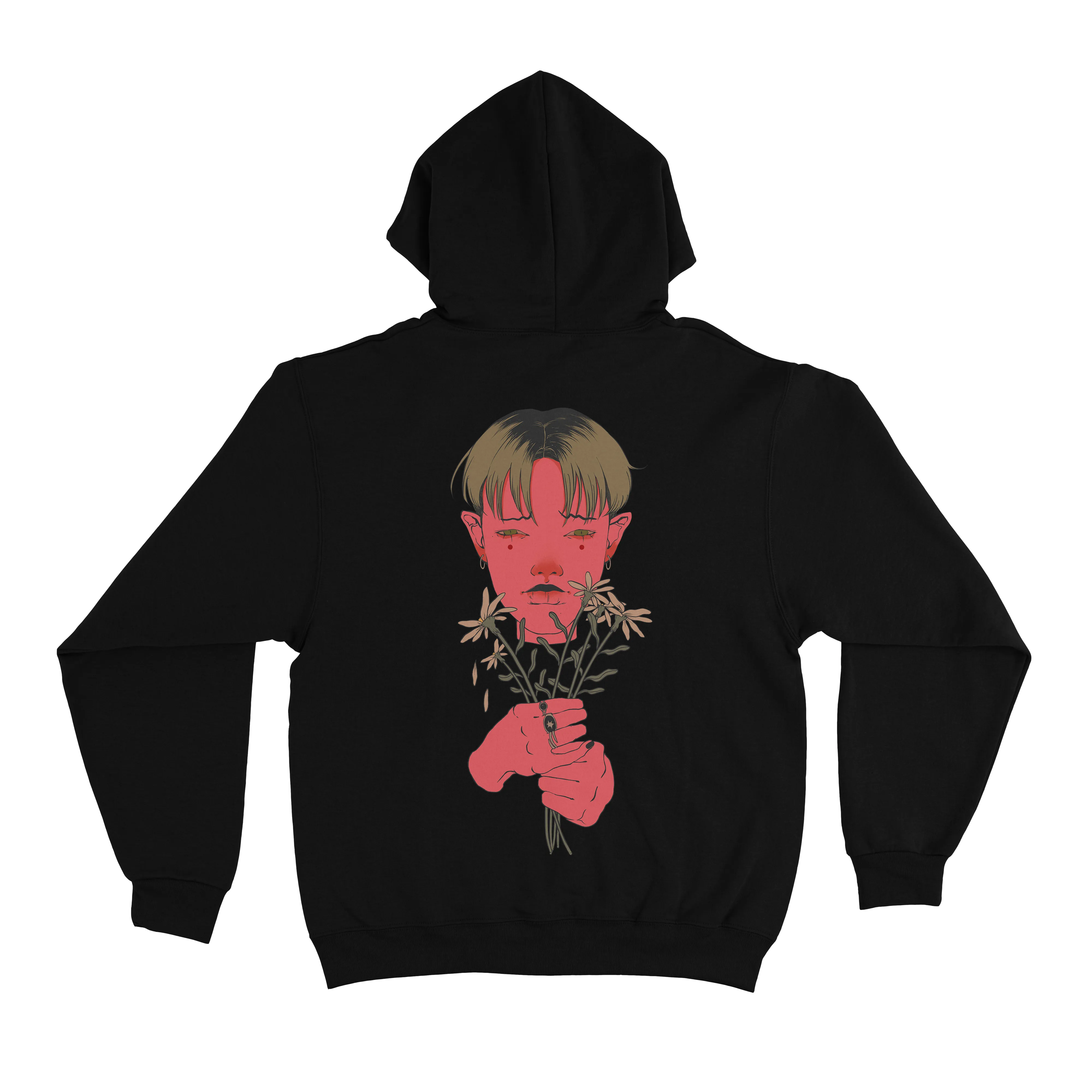 "Funeral Flowers" Basic Hoodie Black/White