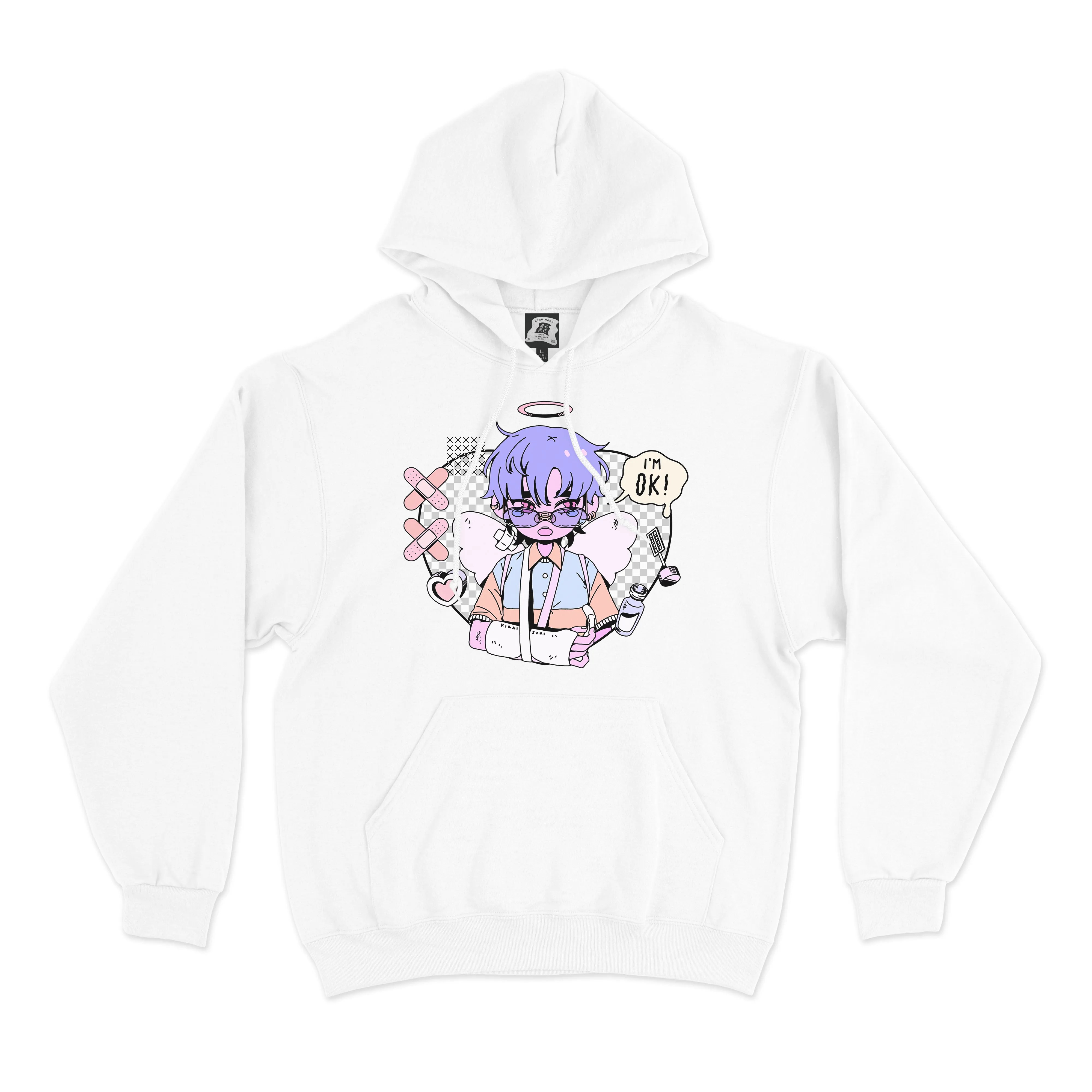 "I'm OK" Basic Hoodie Black/White