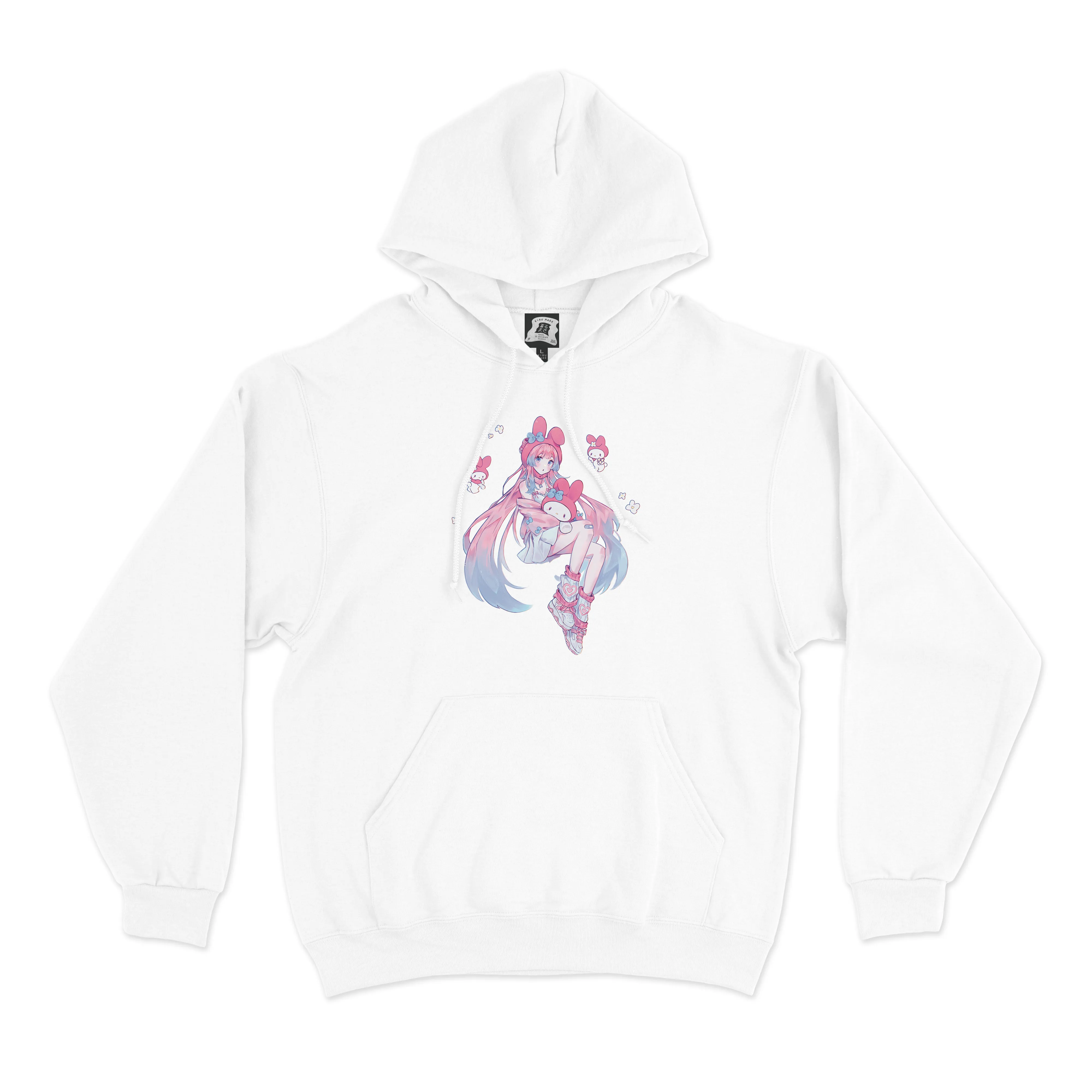 "Koko" Basic Hoodie White/Pink