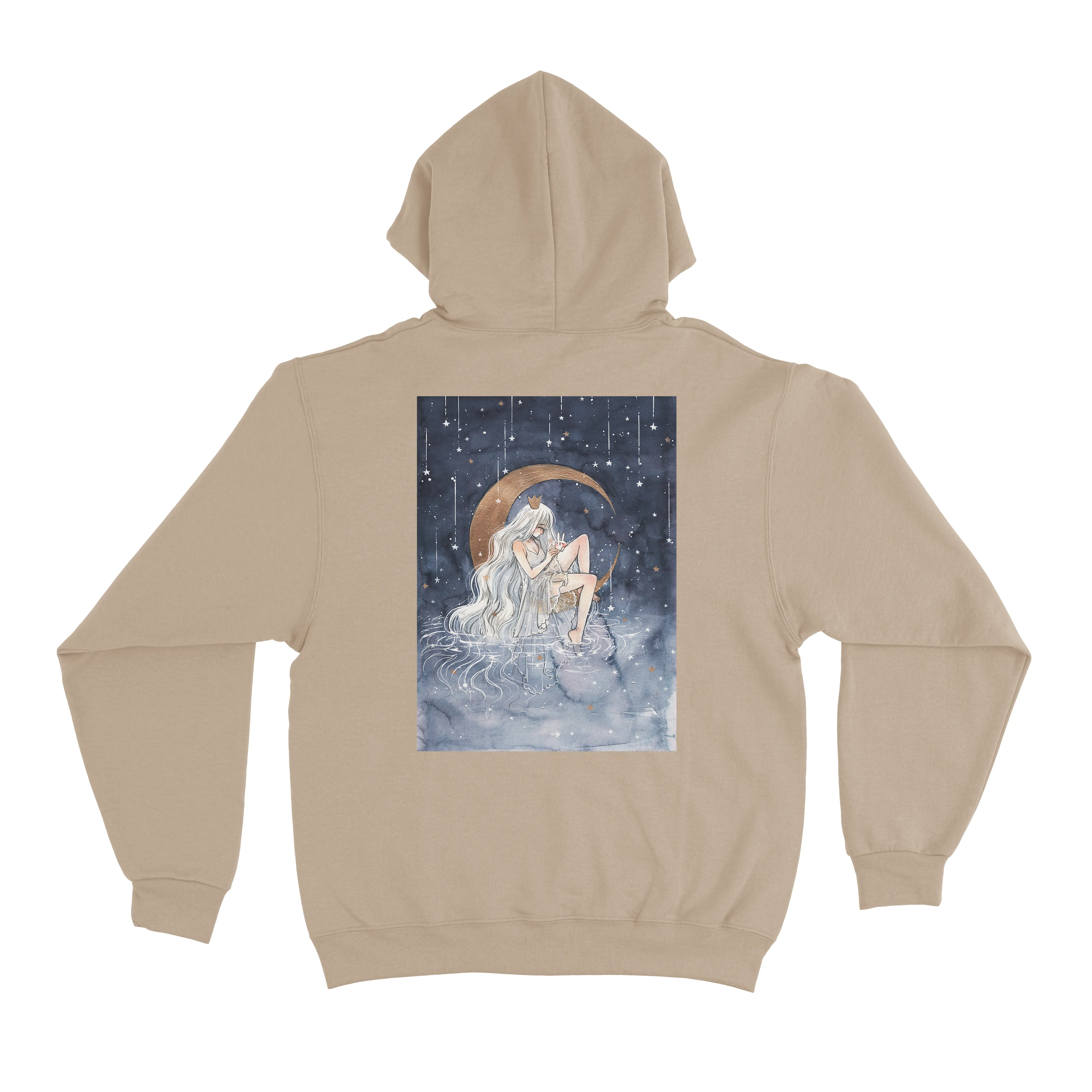"La Lune" Fleece Hoodie Beige