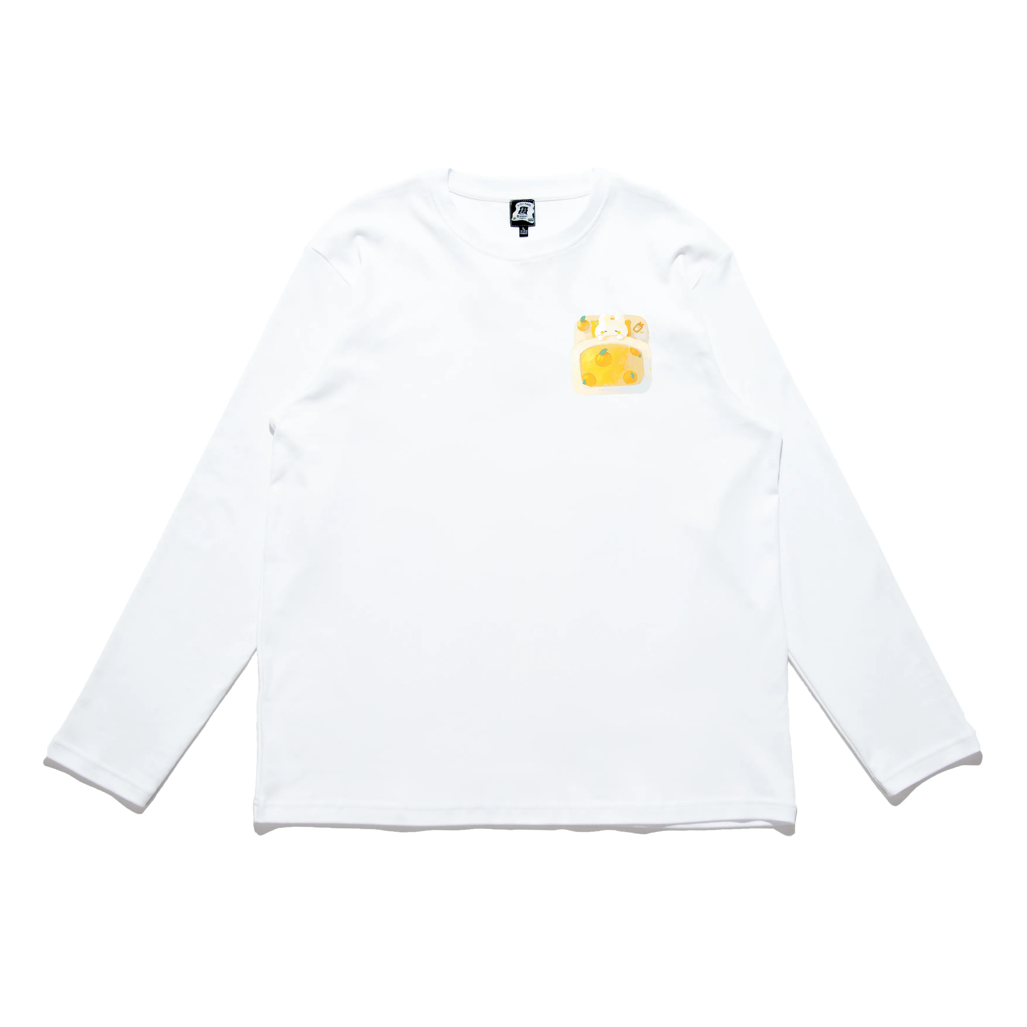 "Moon Bunny" Cut and Sew Wide-body Long Sleeved Tee White