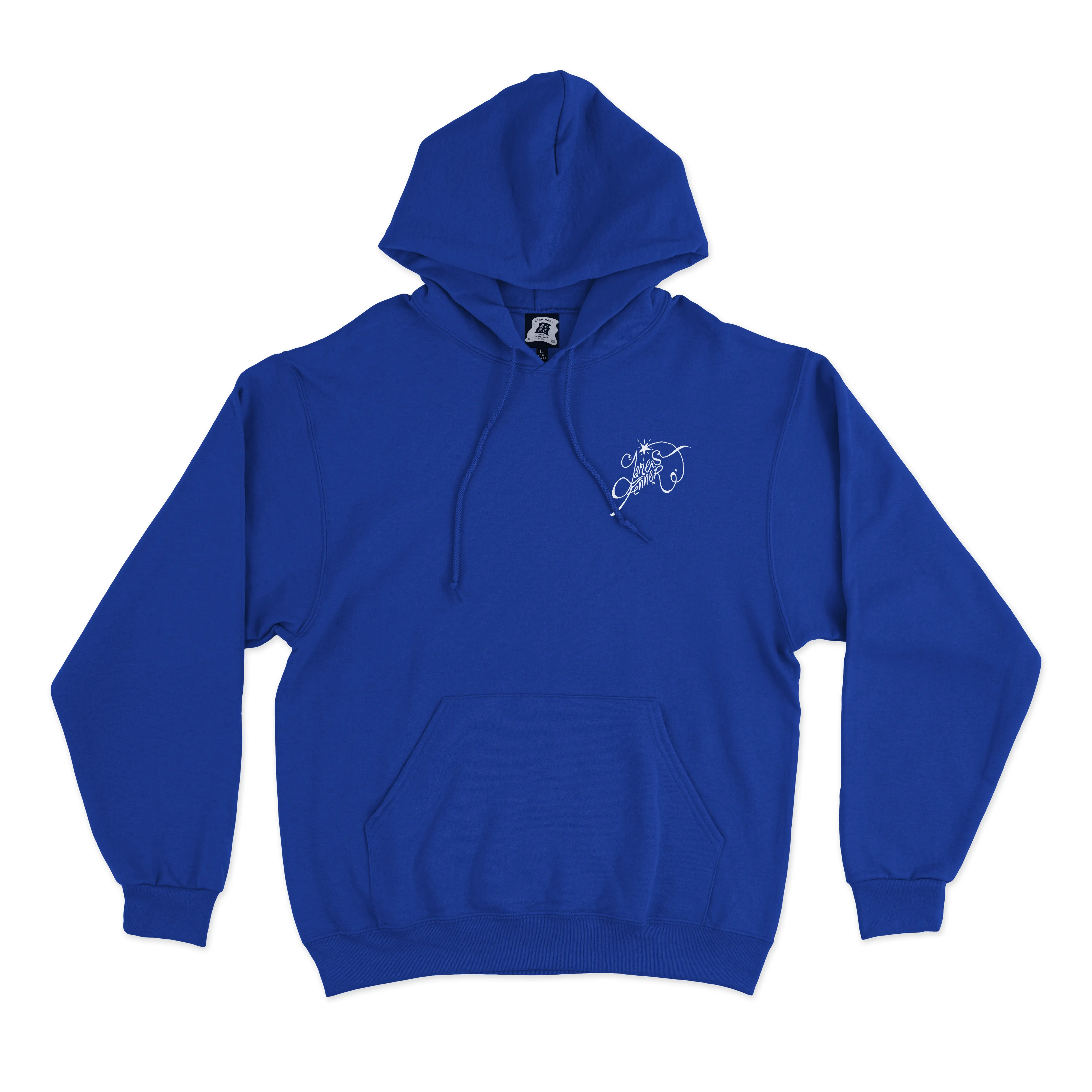 "Over your Shoulder" Basic Hoodie White/Black/Cobalt Blue