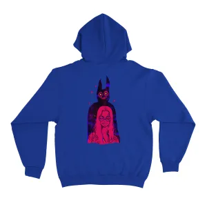 "Over your Shoulder" Basic Hoodie White/Black/Cobalt Blue