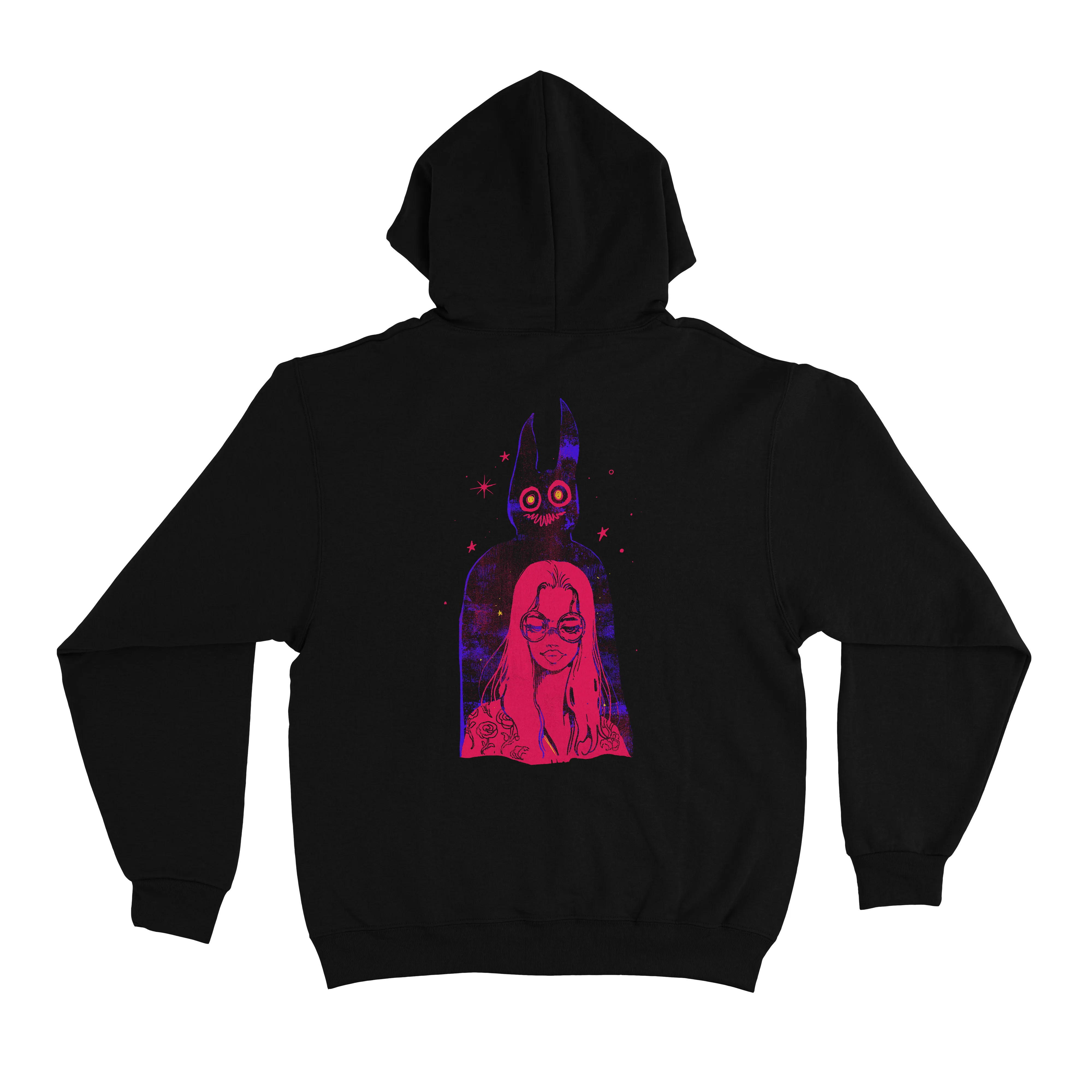"Over your Shoulder" Basic Hoodie White/Black/Cobalt Blue