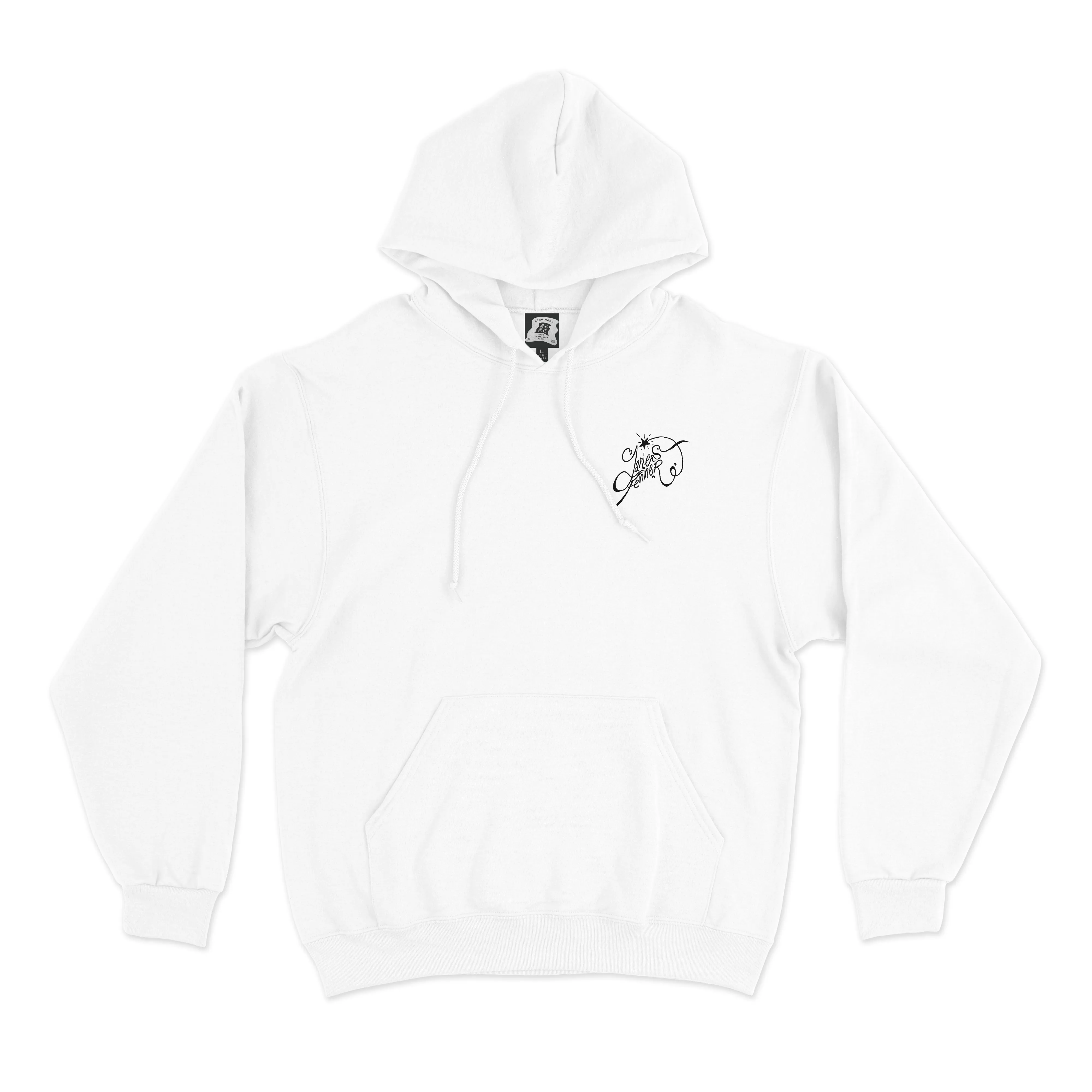 "Over your Shoulder" Basic Hoodie White/Black/Cobalt Blue