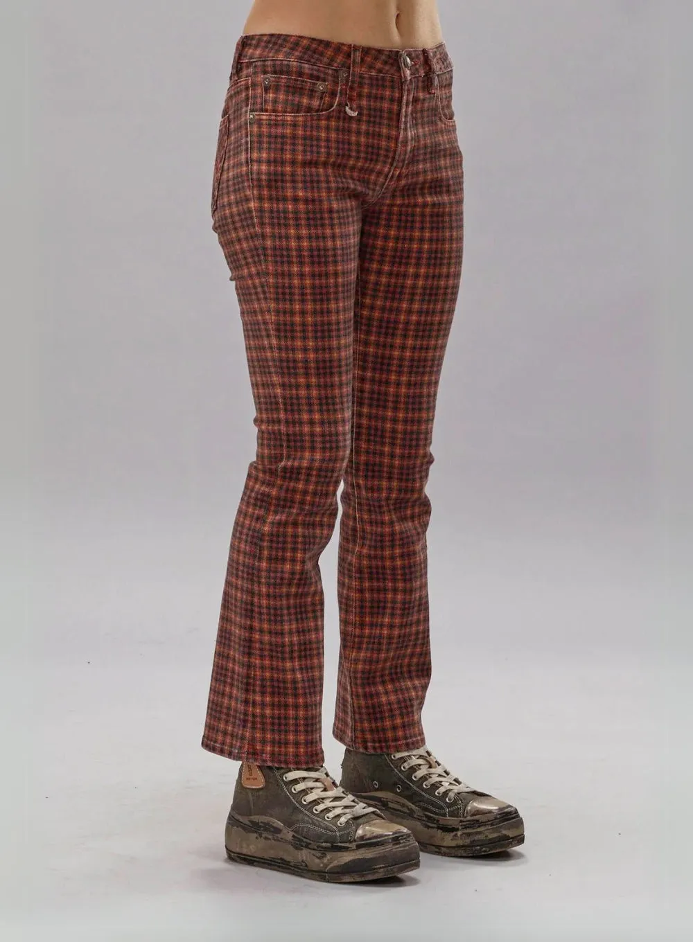 R13 | Kick Fit Auburn Plaid Jean