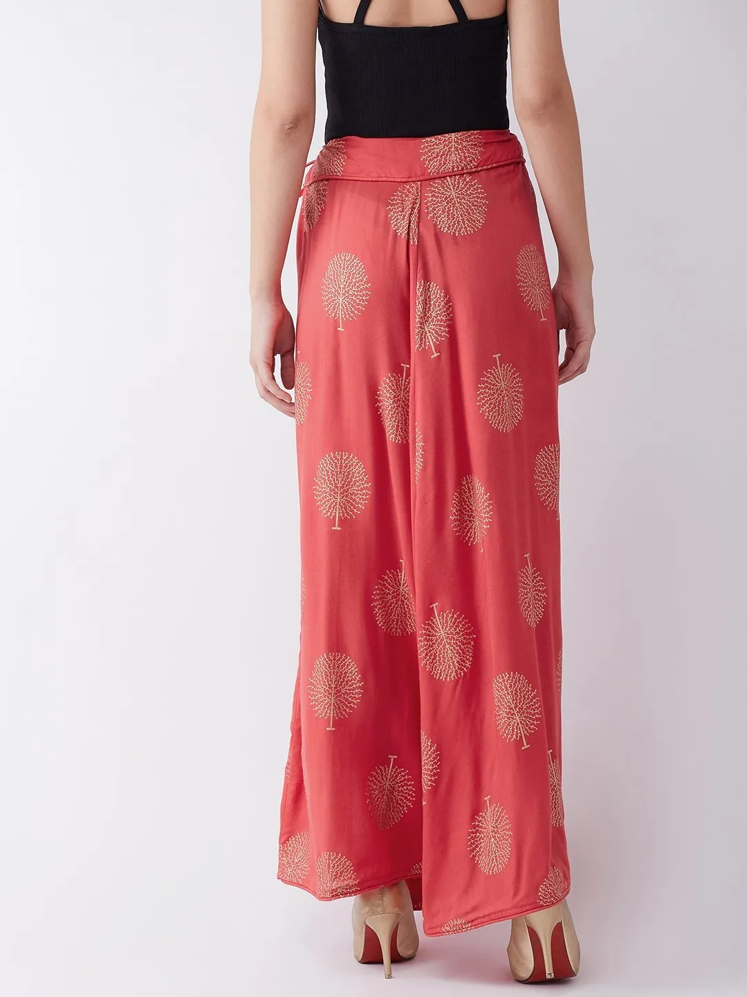 Red Gold Print Skirt