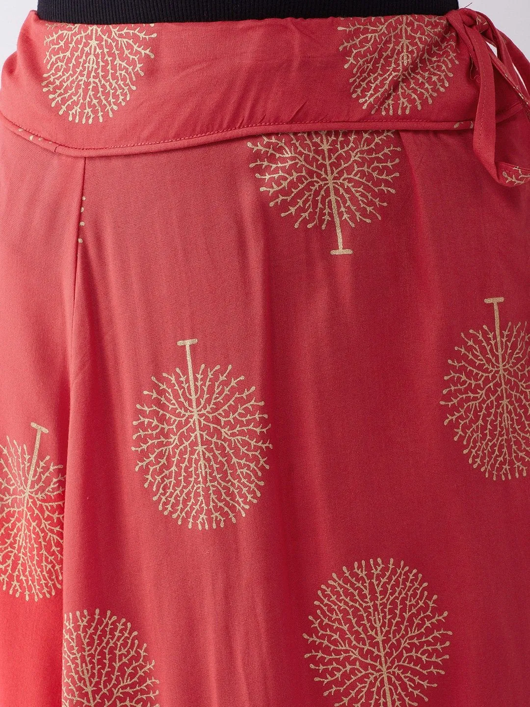 Red Gold Print Skirt