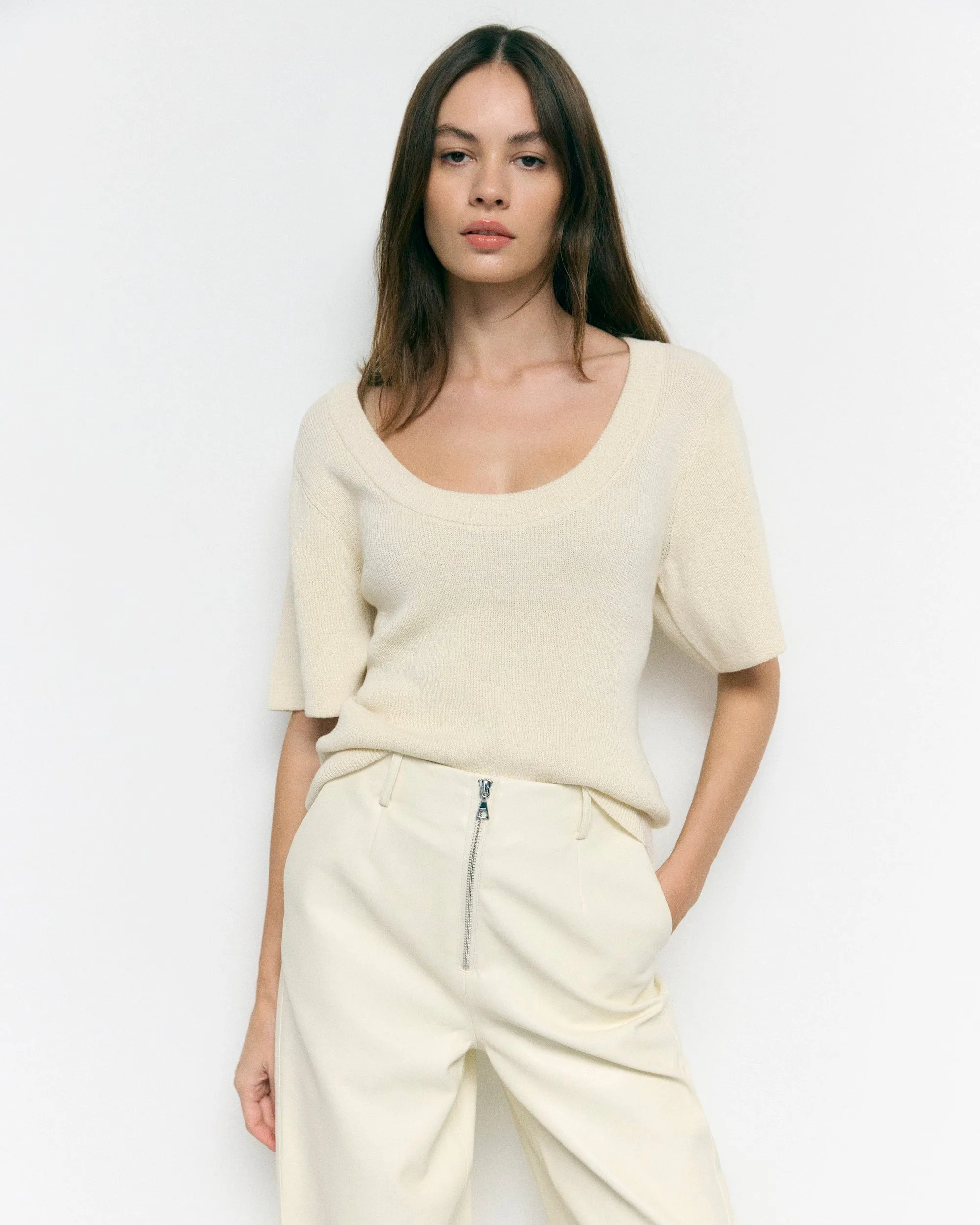 Reina Sculpted Scoop-Neck Knit Top