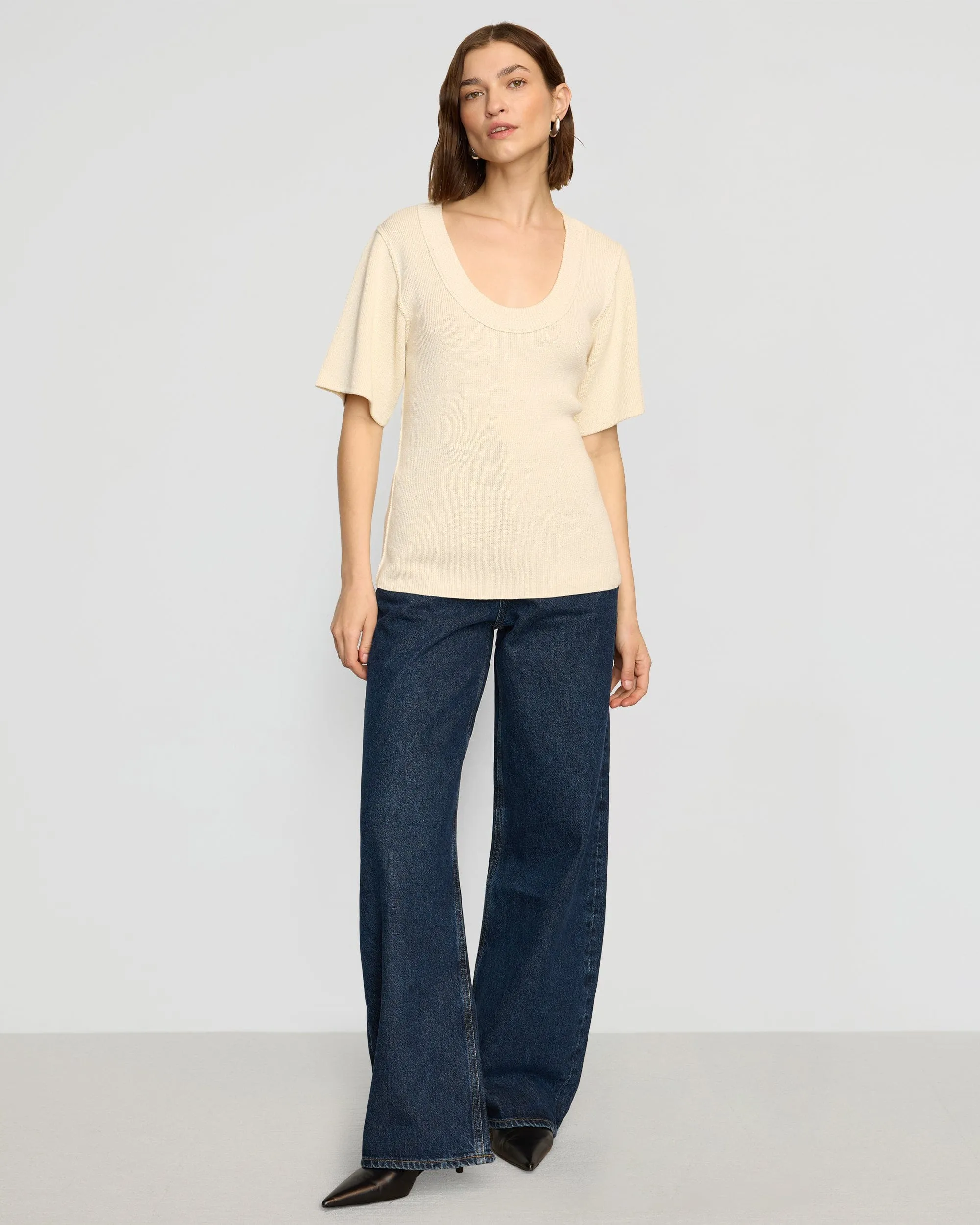 Reina Sculpted Scoop-Neck Knit Top
