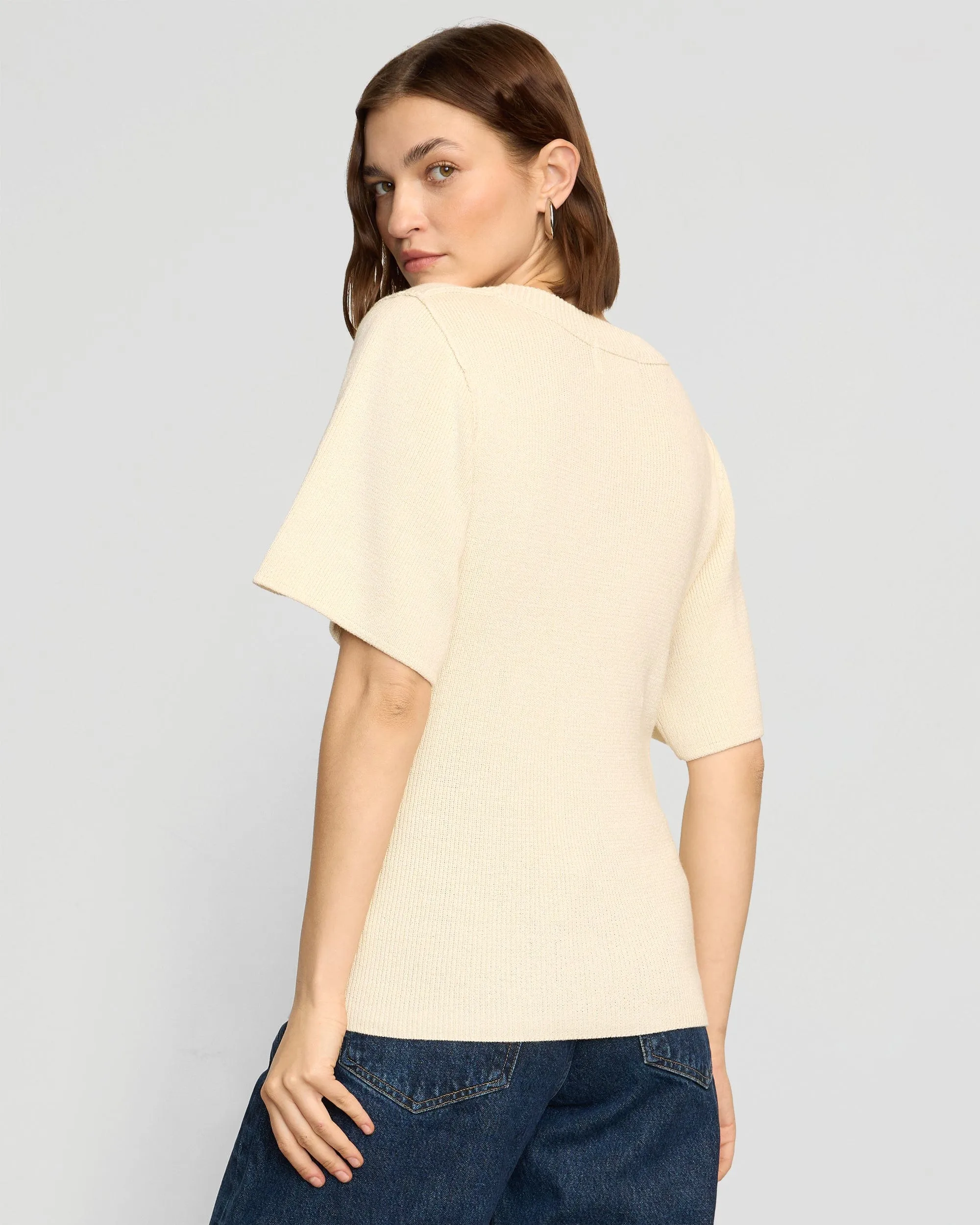 Reina Sculpted Scoop-Neck Knit Top