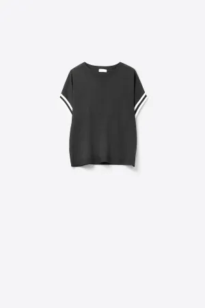 relaxed Sweater In Black with white contrast detail