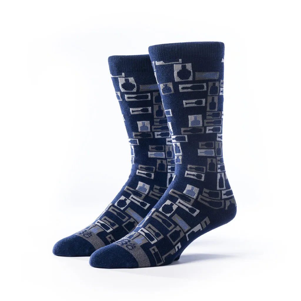 Retro Bourbon  Bow Tie   Sock Gift Set | Navy   Gray