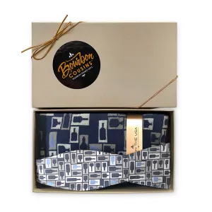 Retro Bourbon  Bow Tie   Sock Gift Set | Navy   Gray