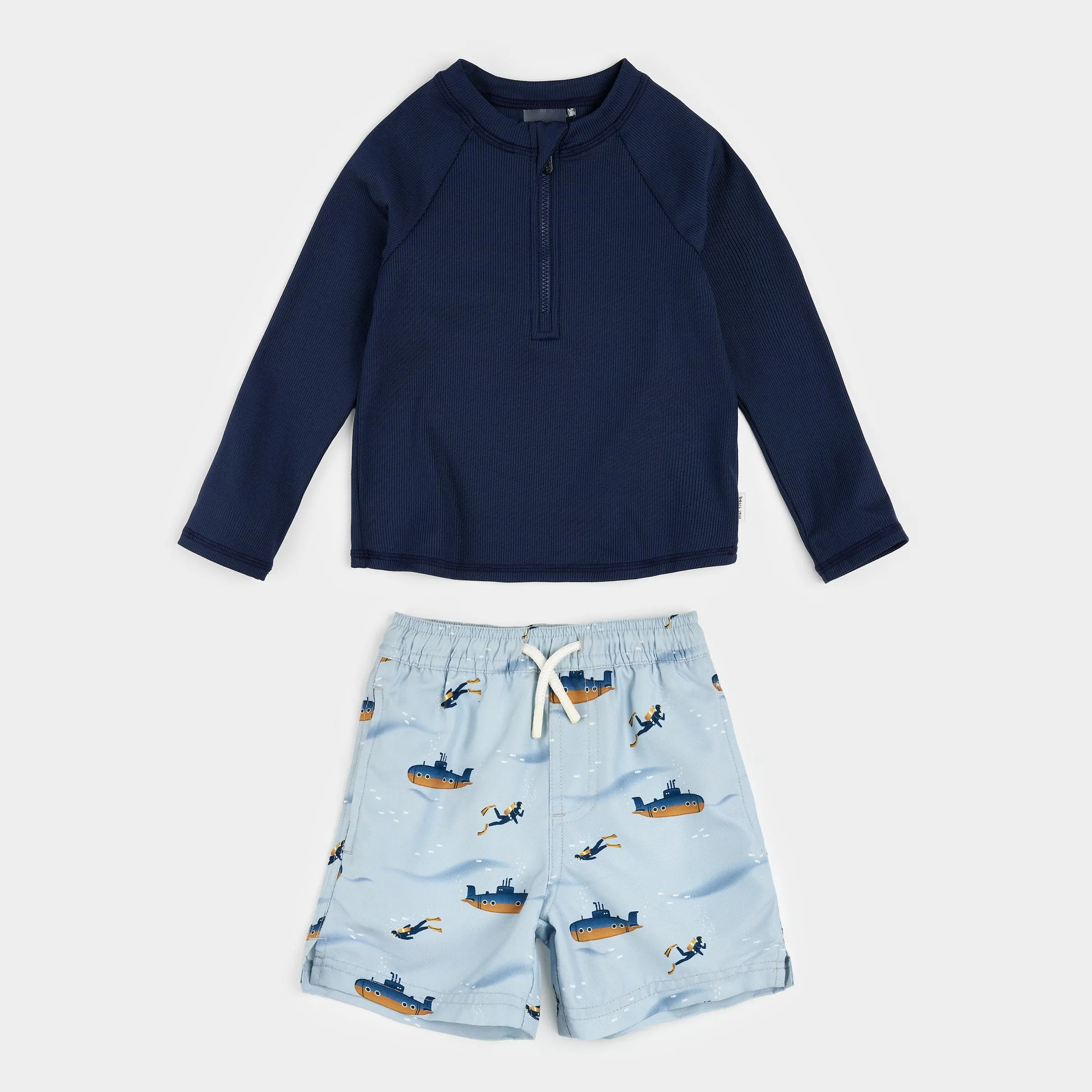 Ribbed Long-Sleeve Dress Blues & Submarine Rashguard Set