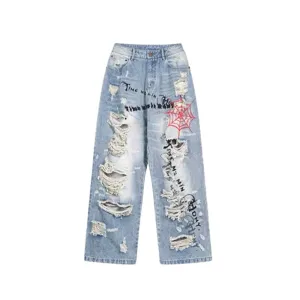 Ripped Hand-Painted Spider Jeans