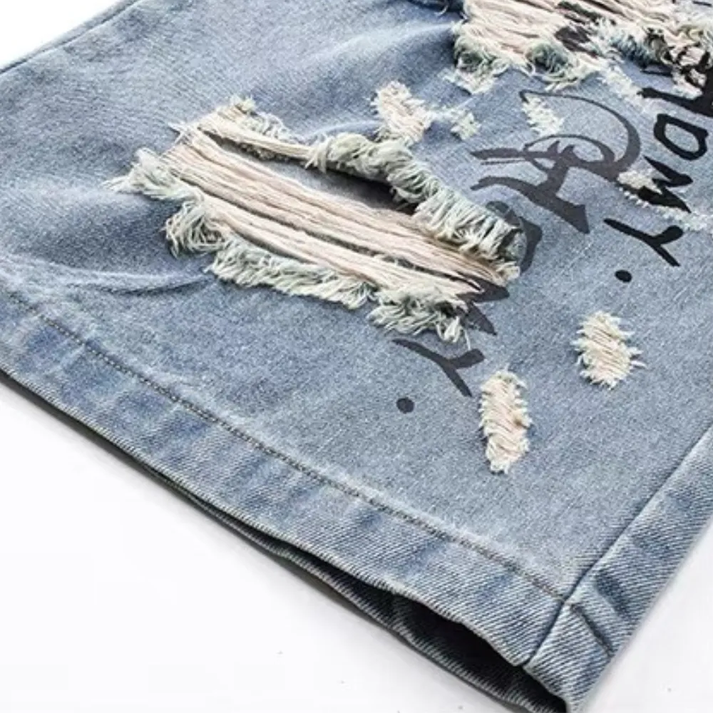 Ripped Hand-Painted Spider Jeans