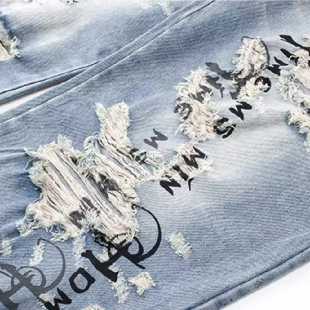 Ripped Hand-Painted Spider Jeans