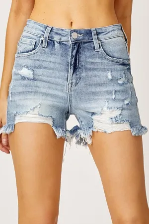 Risen High Rise Distressed Shorts
