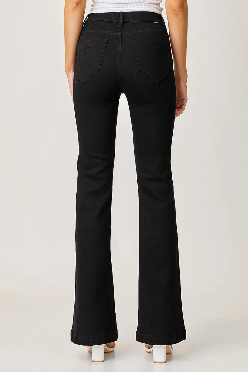 Risen Mid Rise Flare Jeans in Black