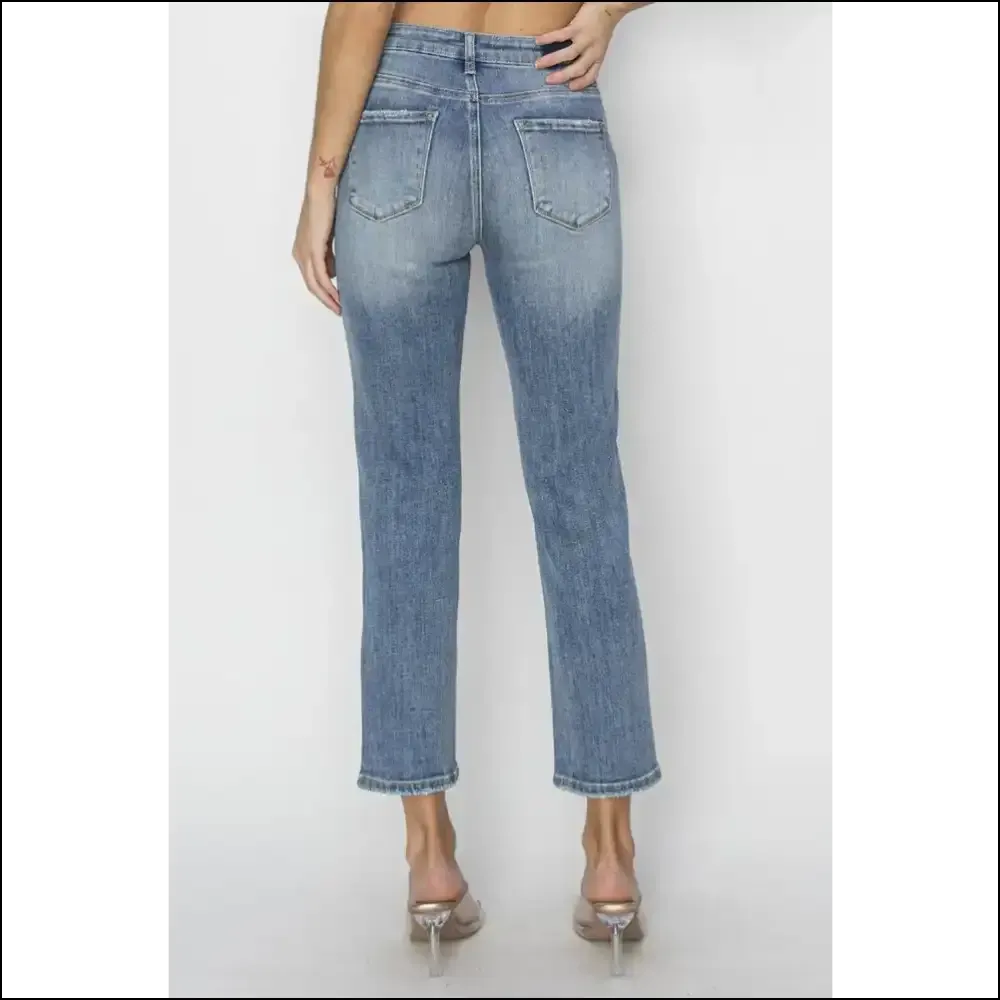 Rock your Curves with Risen High Waist Distressed Cropped Jeans 😂👖