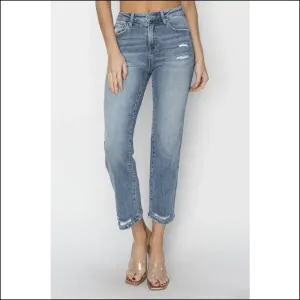 Rock your Curves with Risen High Waist Distressed Cropped Jeans 😂👖