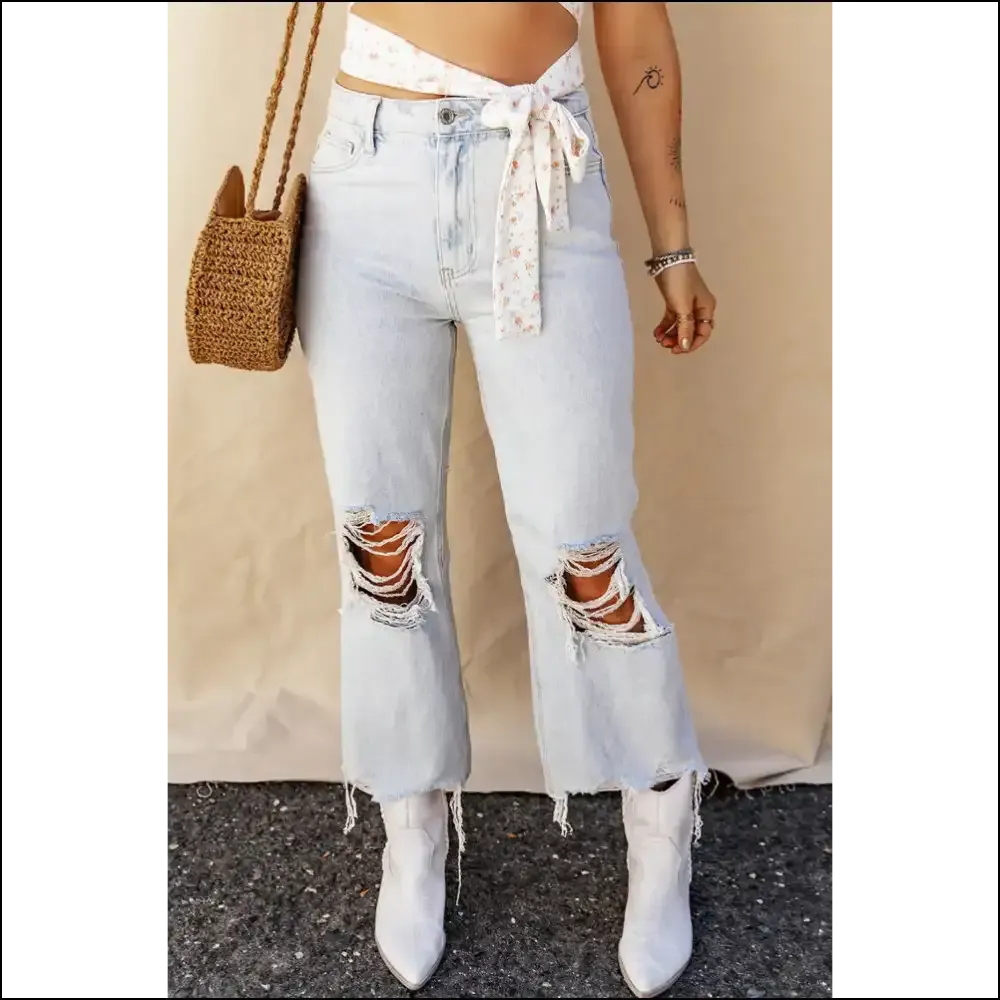 Rock your Distressed Raw Hem Jeans and Embrace your Inner Fashionista! 👖✨