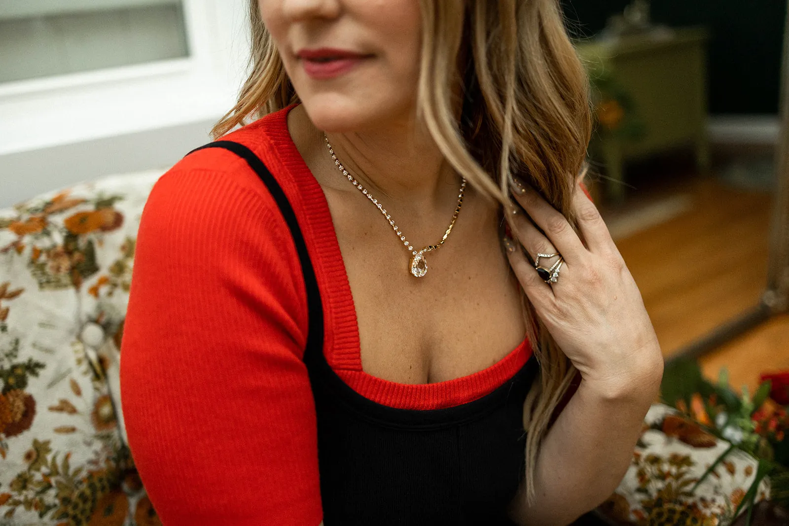 ruby top in scarlet red