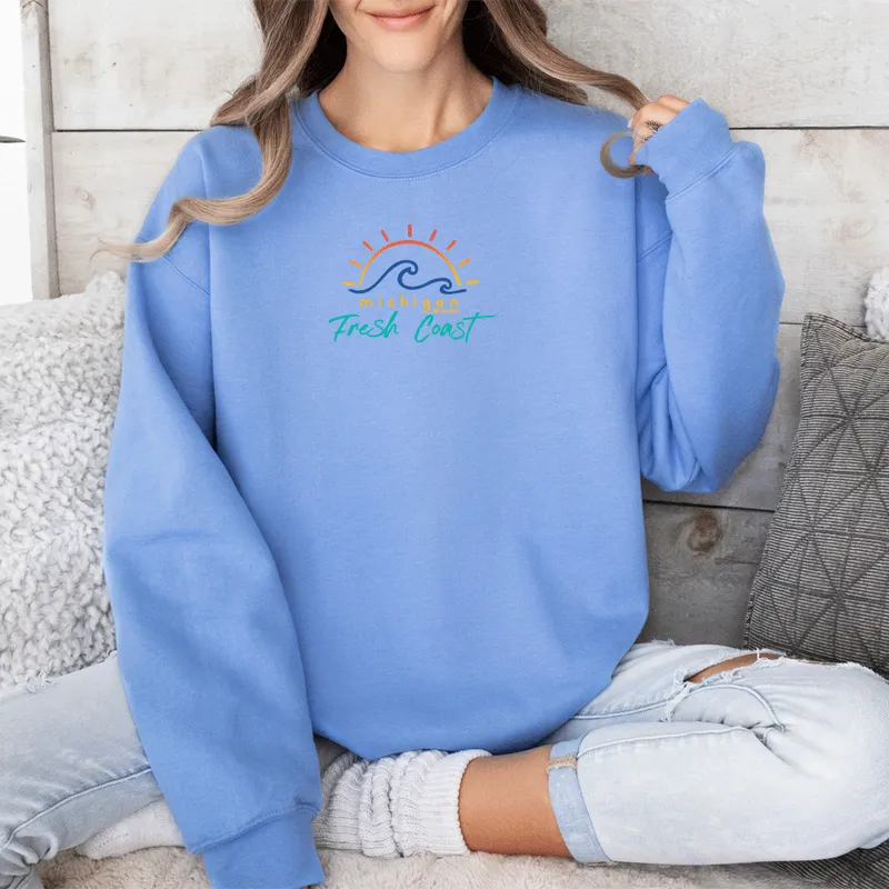 SALE "Sunshine On The Fresh Coast" Relaxed Fit Classic Crew Unisex Sweatshirt