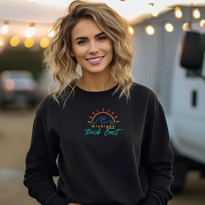 SALE "Sunshine On The Fresh Coast" Relaxed Fit Classic Crew Unisex Sweatshirt