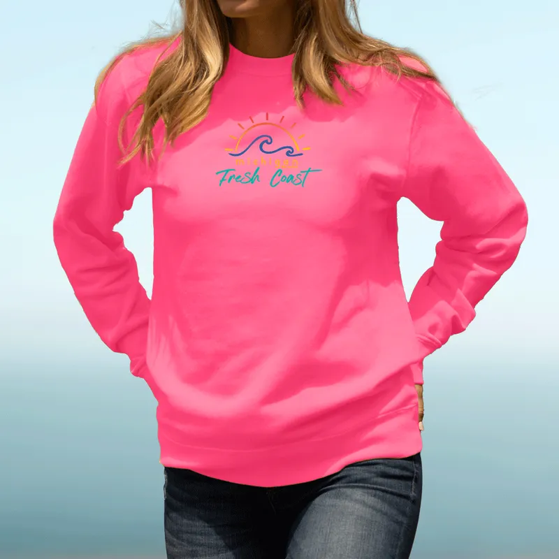 SALE "Sunshine On The Fresh Coast" Relaxed Fit Classic Crew Unisex Sweatshirt
