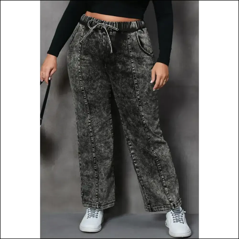 Sashay in Style: my Drawstring Pocketed Straight Jeans Got your Back! 😎👖