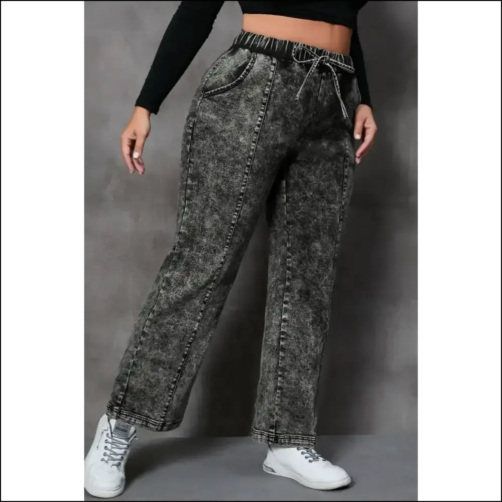 Sashay in Style: my Drawstring Pocketed Straight Jeans Got your Back! 😎👖